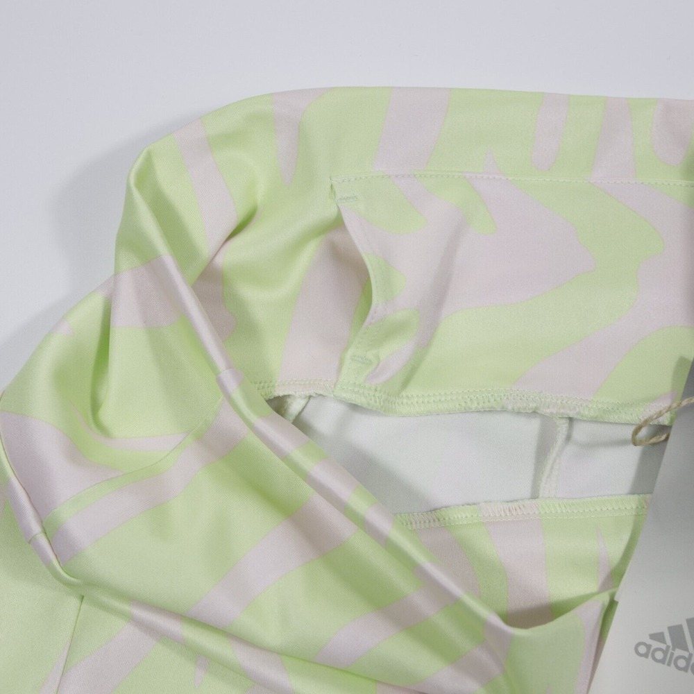 Adidas Women's‎ Allover Print Shiny Drawstring Tight Fit Leggings Green Size S - Picture 8 of 9